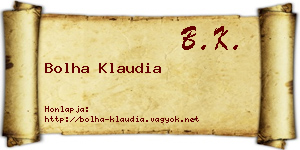 Bolha Klaudia névjegykártya